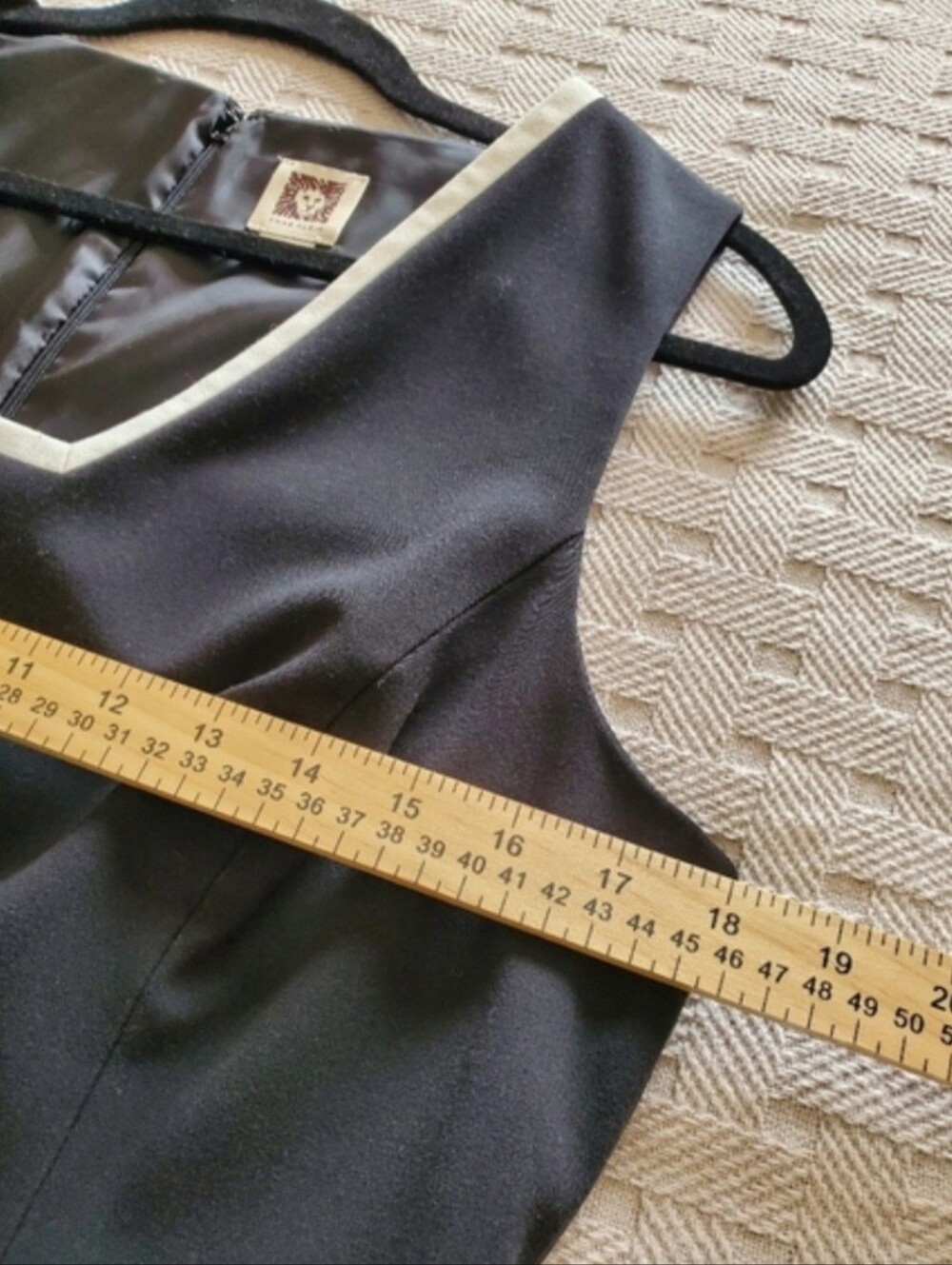 Anne Klein Sheath Dress Vintage-Style Black Lined White Trim Classic Medium - Picture 8 of 10